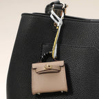 Faux leather mini purse - Bag charm - Taupe