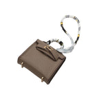 Faux leather mini purse - Bag charm - Taupe