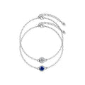 Birth stone bracelet set - Silver and crystal/blue