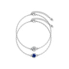 Birth stone bracelet set - Silver and crystal/blue