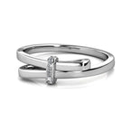 Luminous Bow ring - Silver and Crystal - Size 52