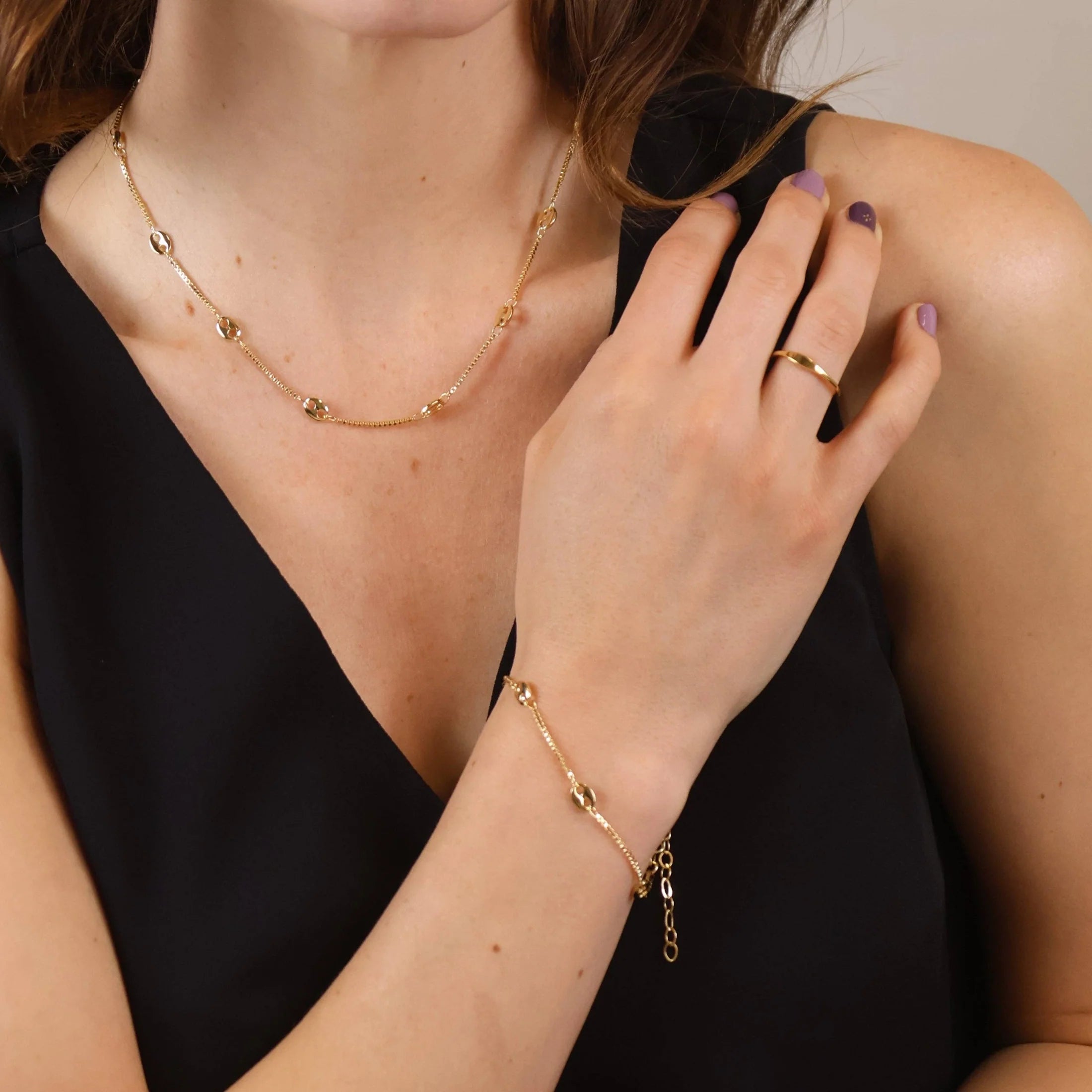 Fancy box chain bracelet - 18k Gold filled