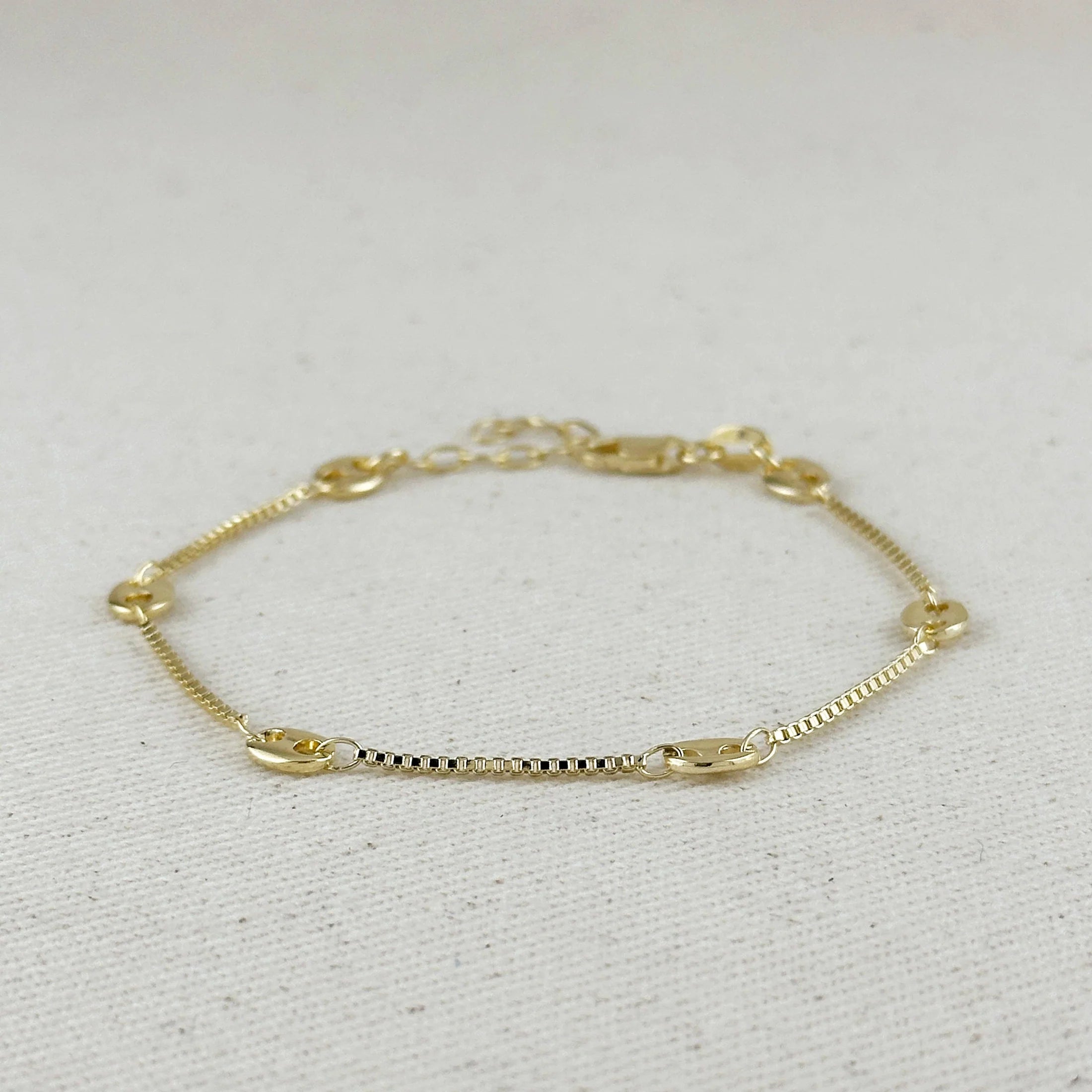 Fancy box chain bracelet - 18k Gold filled