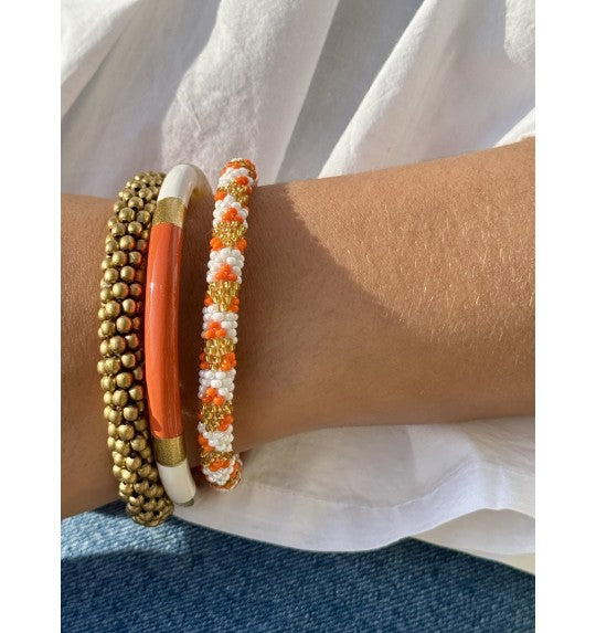 Maison Kizo - Buffalo Horn bangle - Orange/White