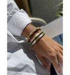 Maison Kizo - Buffalo Horn bangle - White/Green