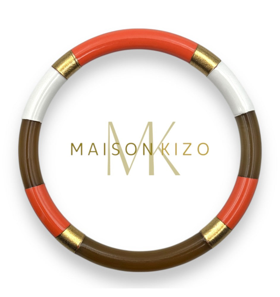Maison Kizo - Buffalo Horn bangle - Orange/White