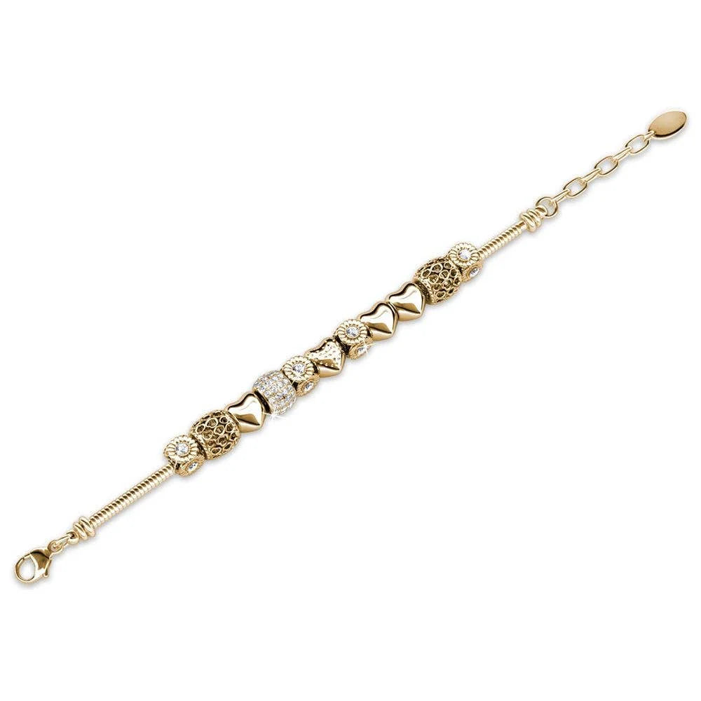 Radiant charm bracelet - Gold and crystal