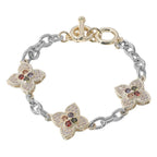 Colorful clover charm toggle bracelet - 14k Gold plated