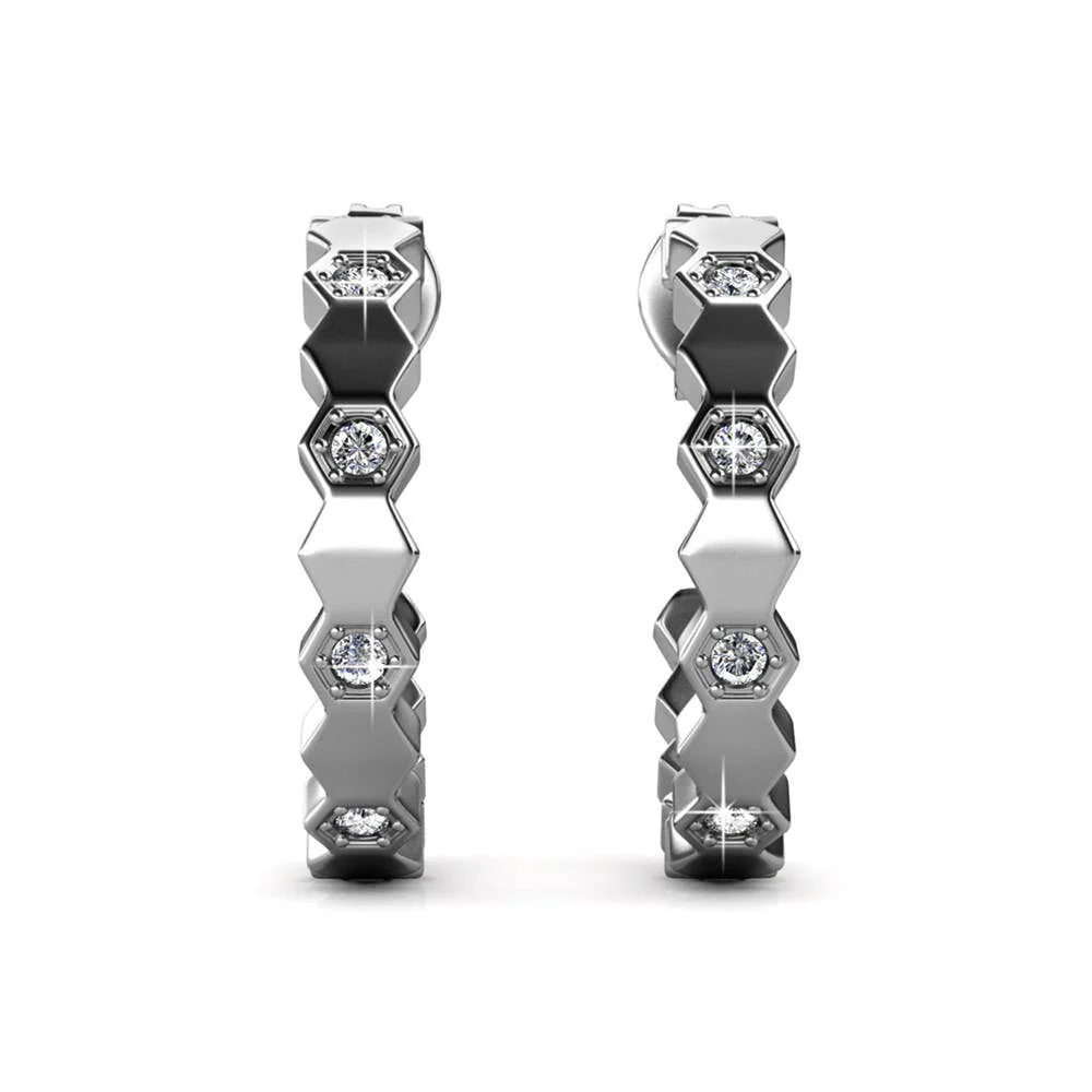 Sparkling hoops earrings - Silver and crystal