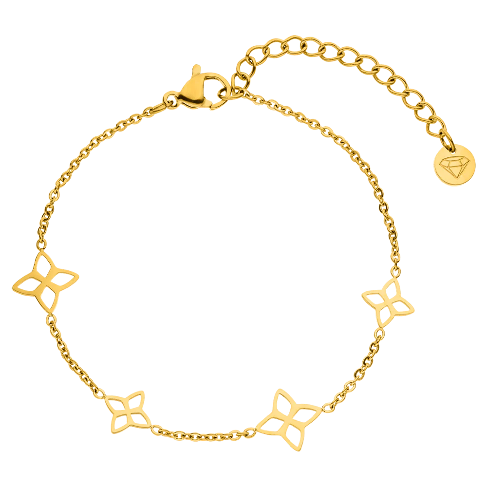 Elegant flower bracelet - 18K gold-plated