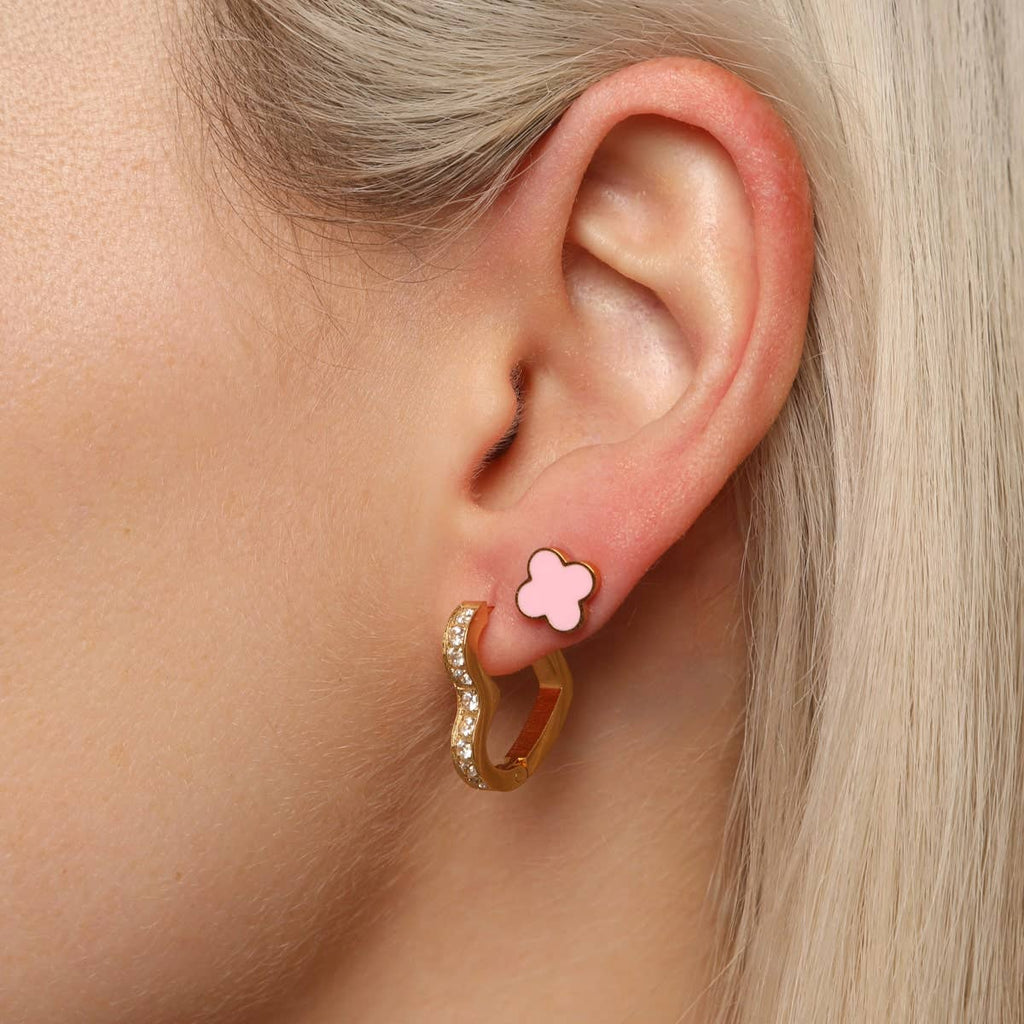 Glow heart earrings - 18K gold-plated