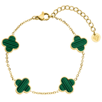 Green clover bracelet - 18K gold-plated
