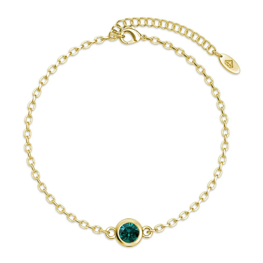Birth stone bracelet - Gold and green