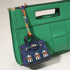 House printed faux leather mini purse - Bag charm - Camel