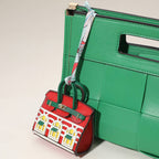 House printed faux leather mini purse - Bag charm - Red