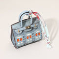 House printed faux leather mini purse - Bag charm - Denim