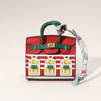 House printed faux leather mini purse - Bag charm - Red