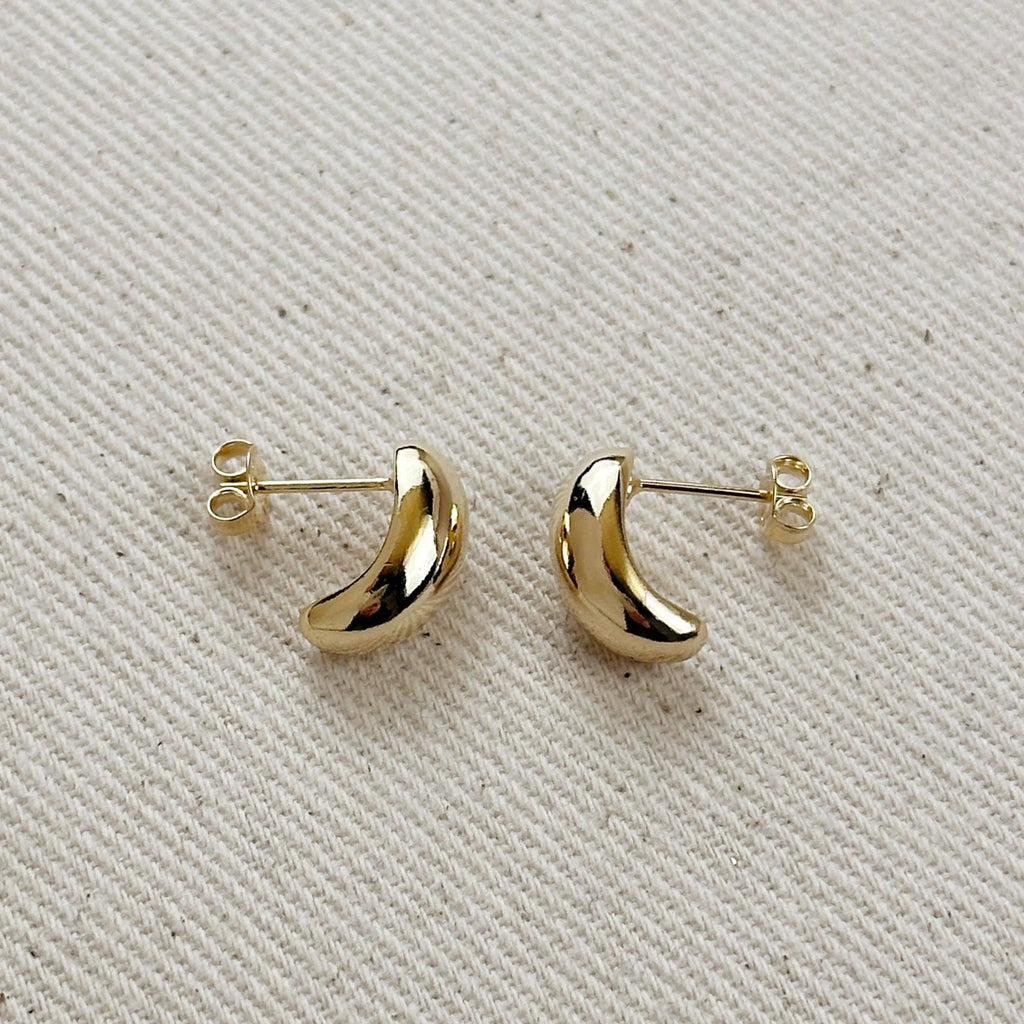 Curved small stud earrings - 18k Gold filled
