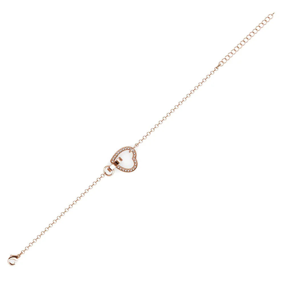 Locked heart bracelet - Rose gold and crystal