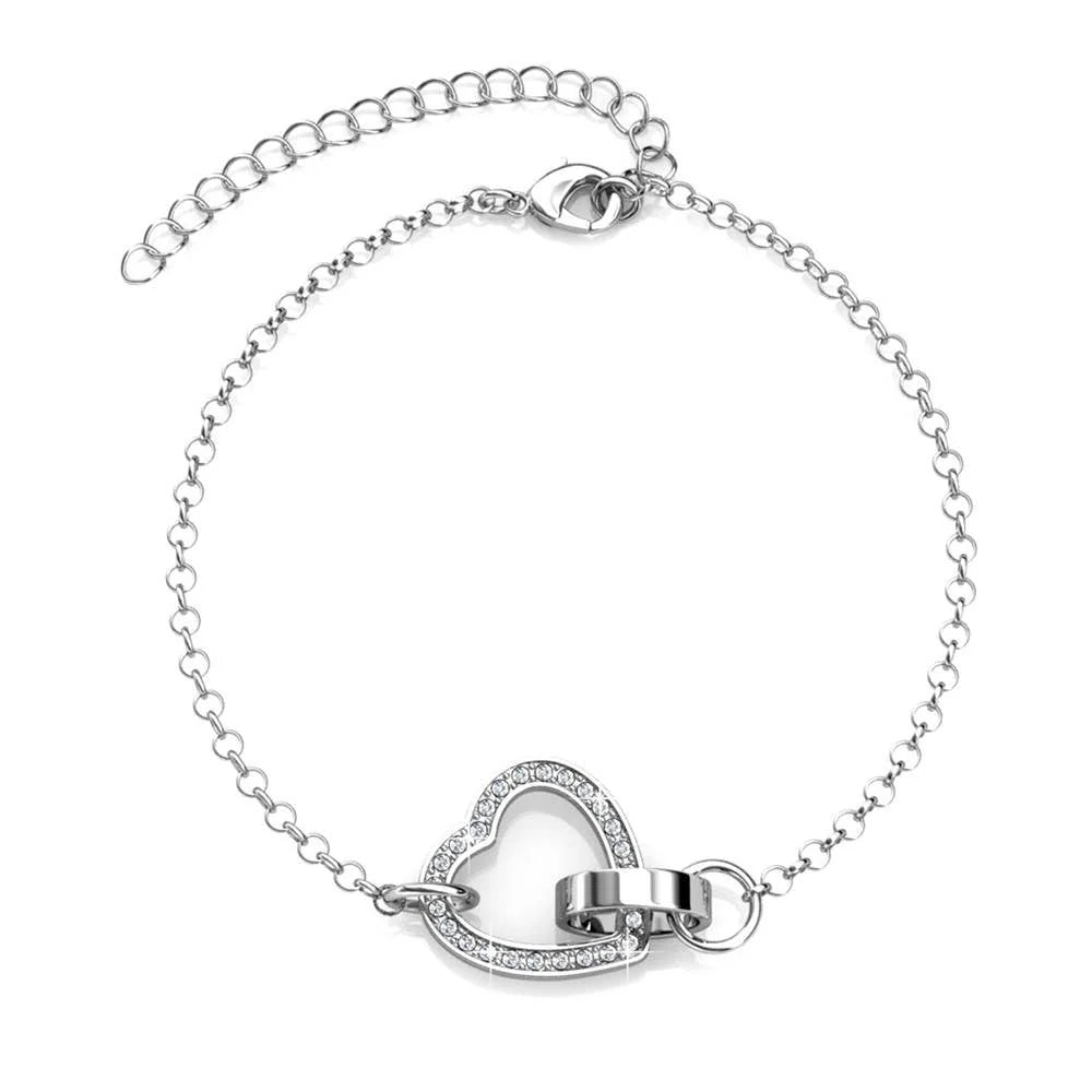 Locked heart bracelet - Silver and crystal