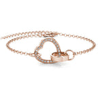 Locked heart bracelet - Rose gold and crystal