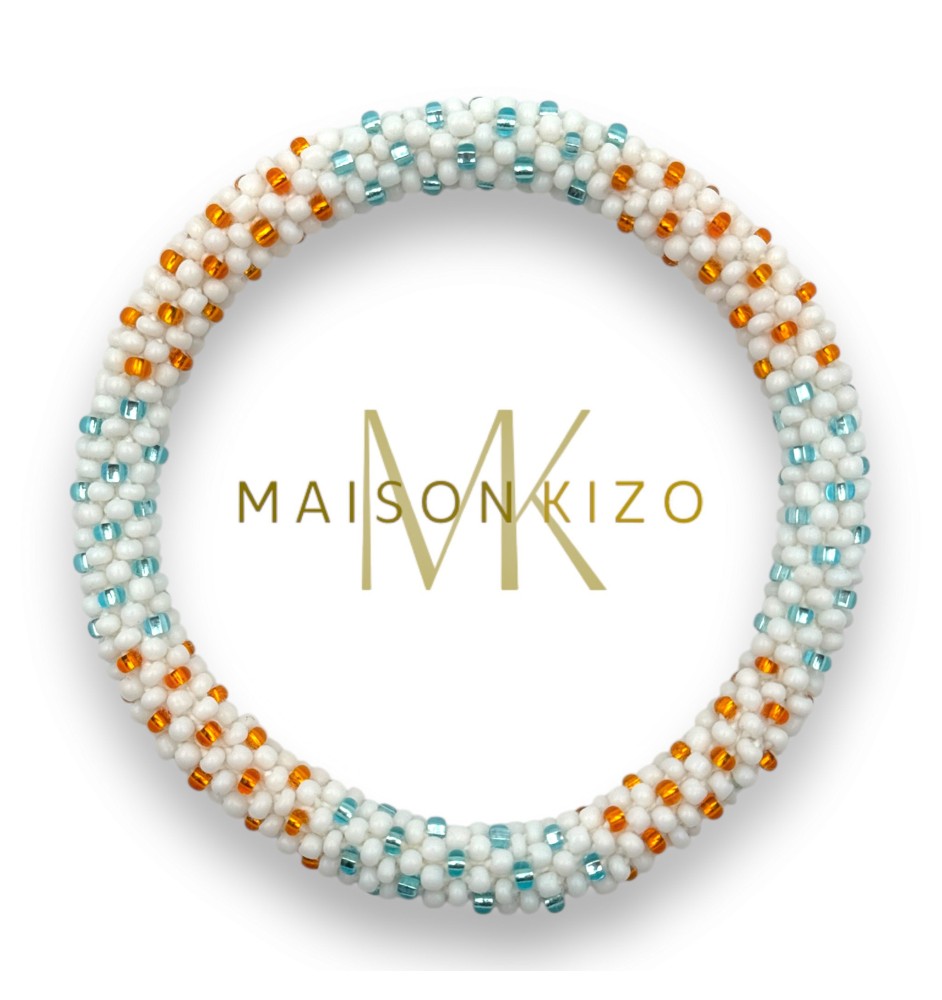 Maison Kizo - Nepalese bracelet - White/Blue/Orange
