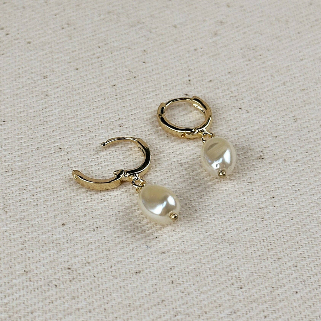 Drop pearl hoop earrings - 18k Gold filled