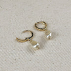 Drop pearl hoop earrings - 18k Gold filled