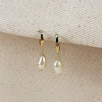 Drop pearl hoop earrings - 18k Gold filled