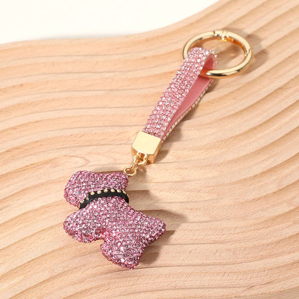 Bling studded dog dangle - Keychain / Bag charm