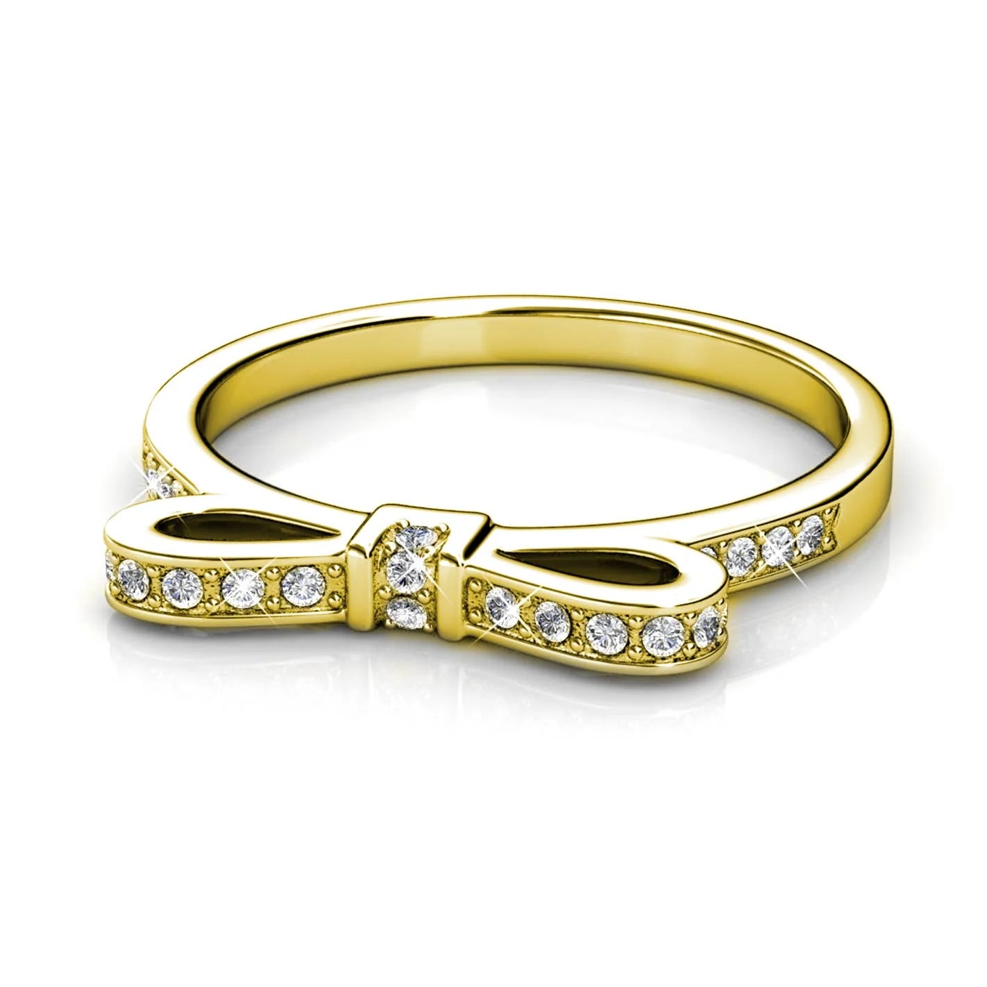 Ribbon ring - Gold and crystal - Size 54