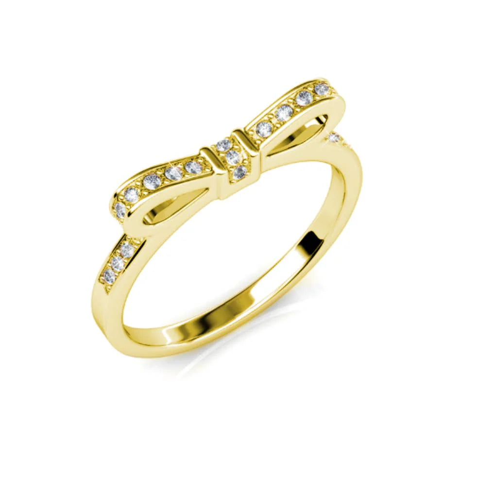 Ribbon ring - Gold and crystal - Size 54