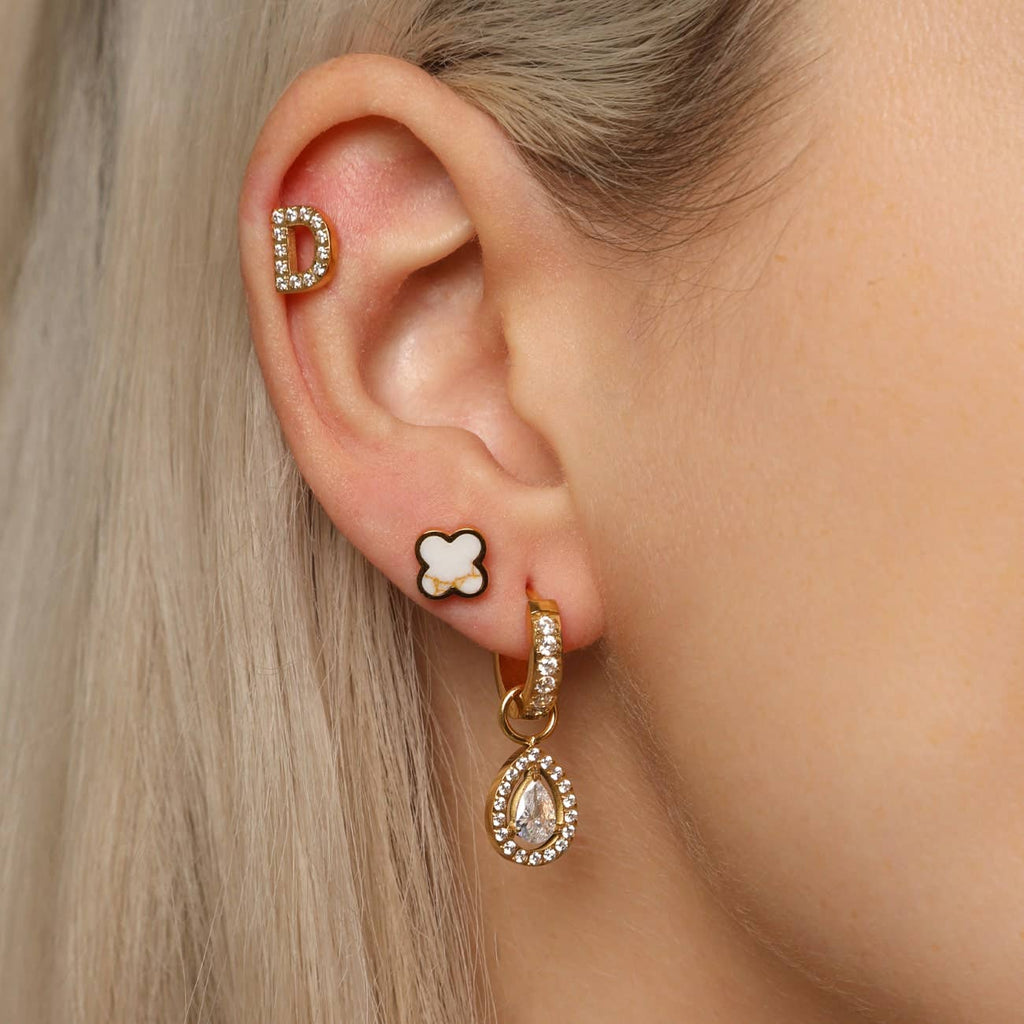 White-gold clover stud earrings - 18K gold-plated