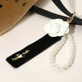 Pearl wristlet flower lady velvet strap - Keychain / Bag charm